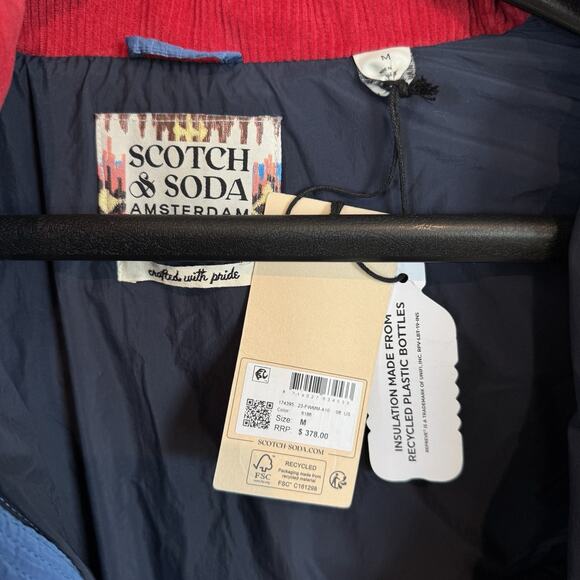 Scotch & Soda Rhythm Blue Insulated Hood Zip Puffer Jacket Mid Length Coat M NEW - Picture 7 of 7